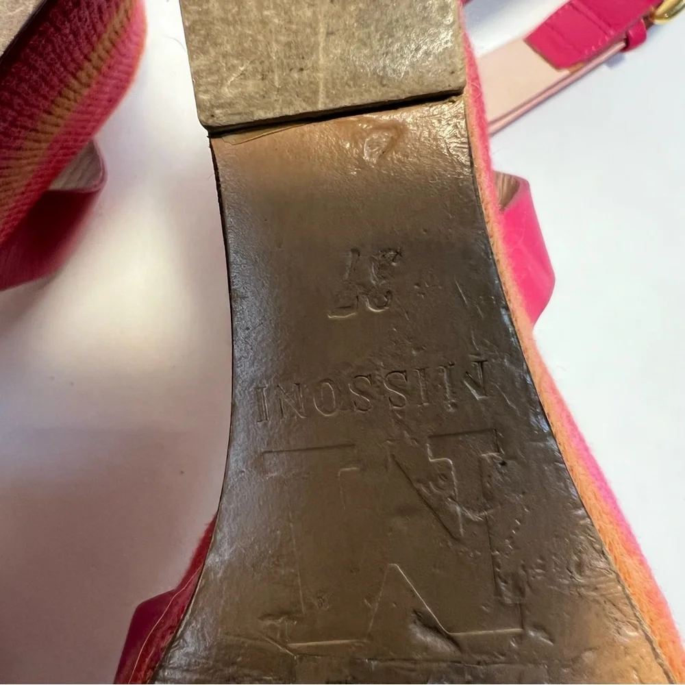 M by Missoni Sz. 37 Pink Platform Ankle Strap Sandals